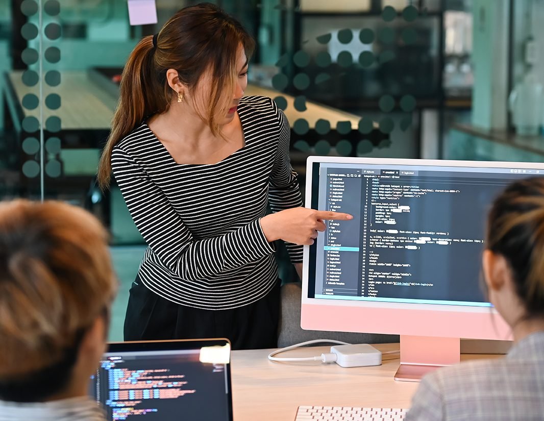 website design software developers team working together for development